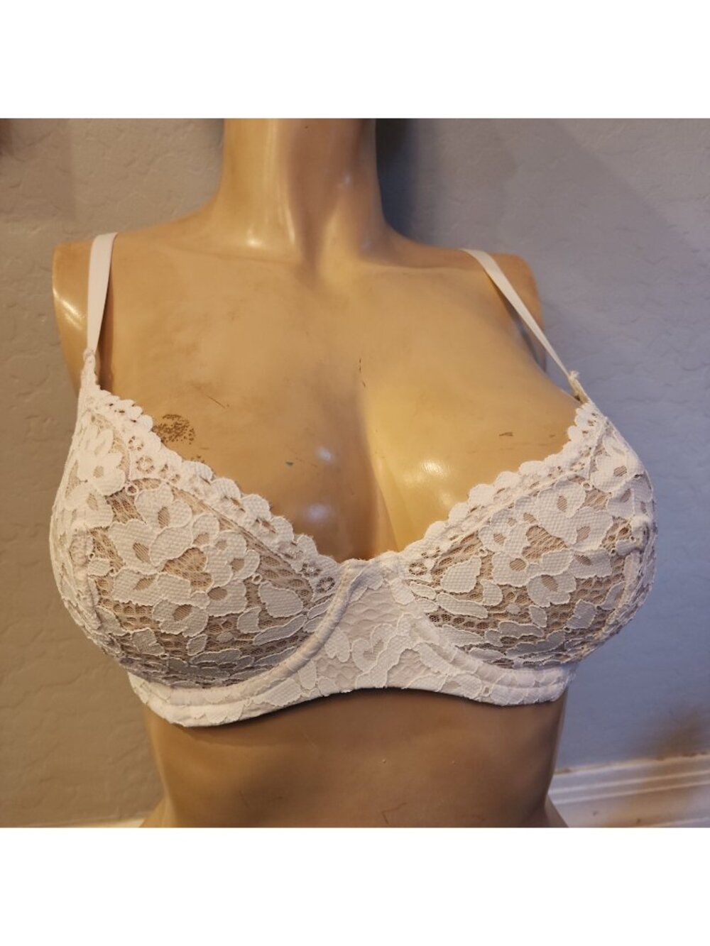 Body By Victorias Secret Unlined Demi Bra 32DDD White Underwire Lace